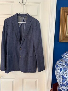 Men’s J.McLaughlin Blue Wool-Cotton Blazer Sport Coat Size 38R